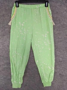 Skemo Pants Girl Youth Large Green White Dotted Elastic Cuffed Hems Waist Pocket - Picture 1 of 12
