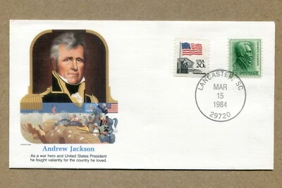 USA Greatist Military Heroes. ANDREW JACKSON 1984 Lancaster, SC FDC - Image 1 of 2