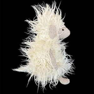Jellycat Tweedledee Sheep Lamb Plush Long Hair Fuzzy Herringbone Cream Stuffed - Picture 1 of 5