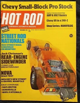 Vintage HOT ROD Magazine November 1971 Street Rods Cool Ads Tutorials VG+ - Image 1 of 4