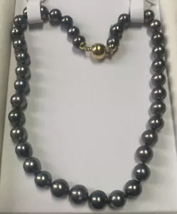 COLLANA PERLE NATURALI COLTIVATE TAHITI E CHIUSURA IN ORO GIALLO 18kt. - Foto 1 di 3