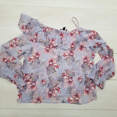 NEW LOOK Casual Top Blouse Size 18 Multi Floral Sheer Long Sleeve Night Out - Image 1 of 4