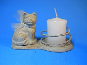 Gusseisen Katze Kerzenhalter Metall Used Look Katze Briefbeschwerer Deko - Bild 1 von 8