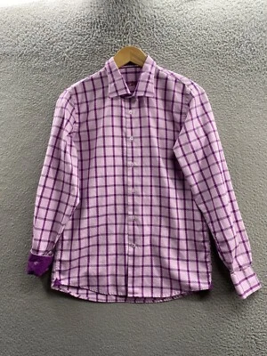 Robert Graham Shirt Boys Extra Large 18 20 Purple Plaid Button Up Flip Cuff Kids - Image 1 of 4