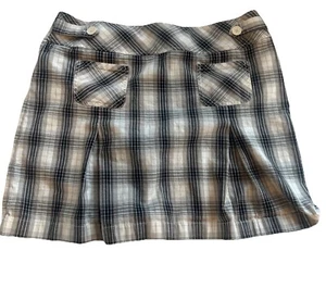 Minifalda Ann Taylor LOFT para mujer negra blanca a cuadros ropa de trabajo preparada talla 14 - Imagen 1 de 11