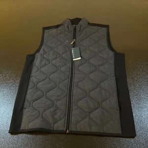 Perry Ellis Vest Quilted Sleeveless Full Zip Pockets Gray Black Mens Small NWD - Picture 1 of 10