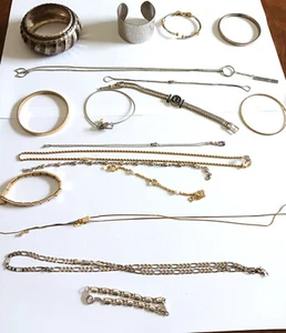 Goldfarben und silberfarben Konvolut Schmuck Armbänder und Halsketten - Bild 1 von 8