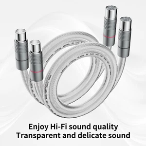 Pair 99.998% Pure Solid Silver 3pin XLR Balanced Cable Silver-Plated Plug cord - Picture 1 of 15