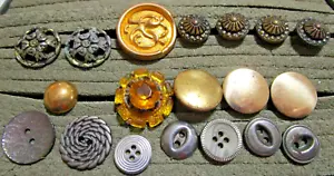 Vtg METAL BUTTONS lgst 1” one rhinestone ~ Shank - Picture 1 of 11