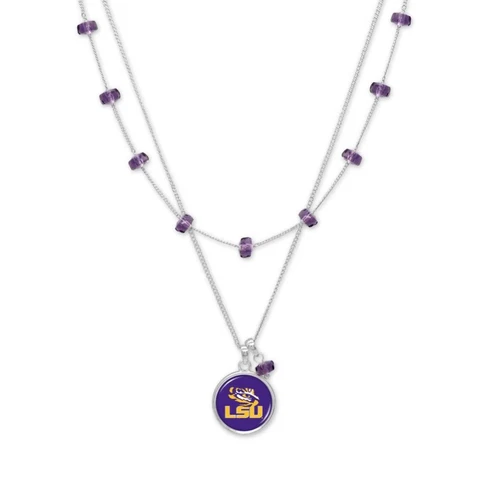LSU Tigers Ivy Necklace Silver Chain Jewelry Gift Cover