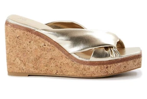 TIME and TRU Comfort Gold Cork Wedge Platform Slip On Sandal Size 11 Womens New - Picture 1 of 9
