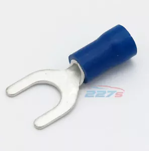 50 terminales conector de engarce de horquilla aislada azul de 6 mm cable eléctrico y cableado - Imagen 1 de 5