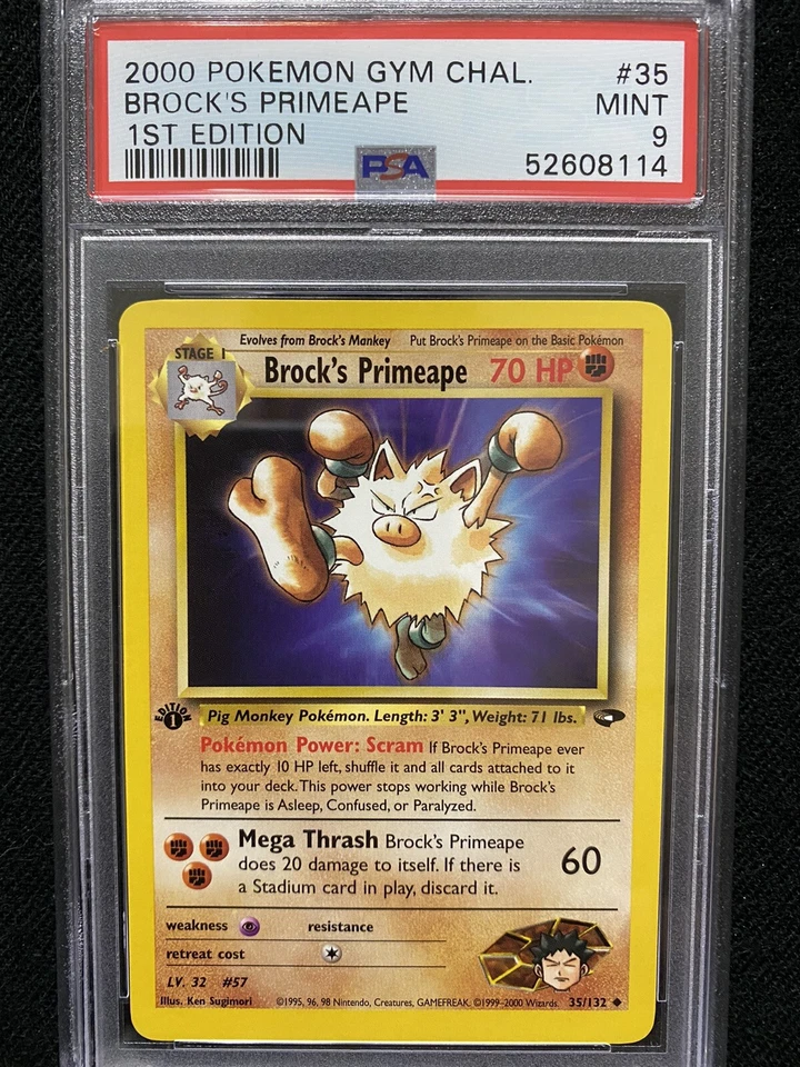 2000 Pokemon Gym Challenge 1st Edition Brock's Primeape 35/132 PSA 9 Mint - Image 1 of 1
