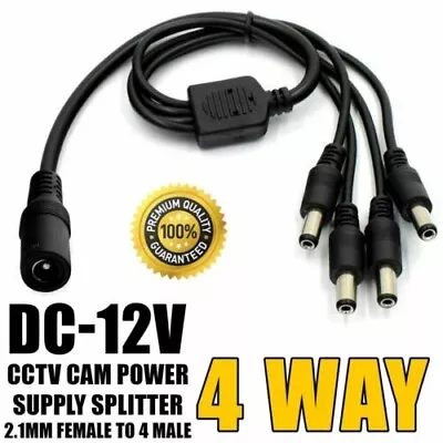 Cable divisor de extensión de fuente de alimentación de CC de 4 vías 12 V para cámara de CCTV/DVR/PSU cable