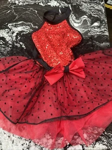 Weissman Red and Black Jazz Solo/Duo Dance Costume Tulle Skirt Size Xsmall Child - Picture 1 of 9