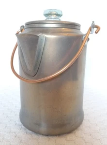 Vtg Comet 9 Cup Aluminum Coffee Pot With Copper Handles Glass Percolator - Picture 1 of 10