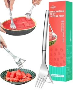 Watermelon Fork Slicer Cutter, 2-in-1 Summer Watermelon Cutting Artifact, Sta... - Picture 1 of 7