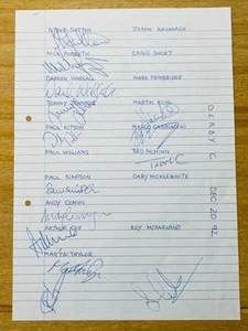 Hand Signed A4 Team Sheet - Derby County FC 1992/93 season - 14 signatures - Picture 1 of 1