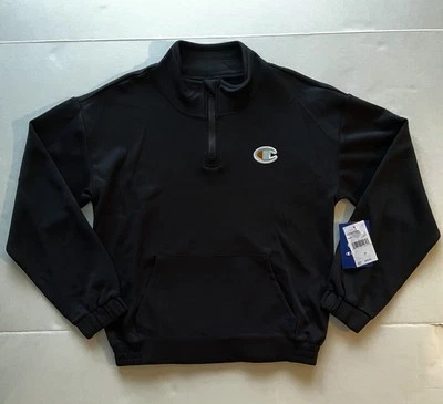 Nuevo con etiquetas Pullover Niñas Champion Cuarto Cremallera Negro - Talla XL / 16 - ENVÍO GRATUITO Foto 1 de 4