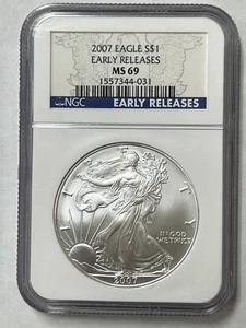 2007 1 oz American Silver Eagle NGC MS-69 EARLY RELEASES - Bild 1 von 2