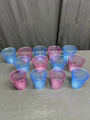 Vintage Grandma Core Oatmeal Cups Lot of 13Plastic Blue / Pinkish Purple 2 Sizes - Image 1 of 4