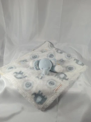 Mantas y más allá elefante búho bebé manta de seguridad Lovey felpa azul blanco nuevo Foto 1 de 4