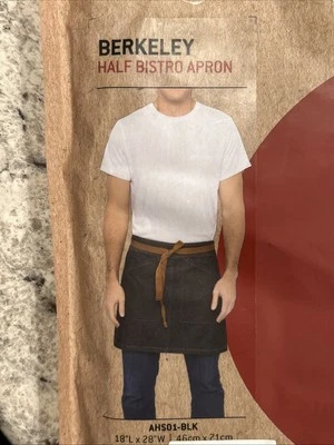 Chef Works Urban Collection Berkeley Half Bistro Apron Black AHS01S New!