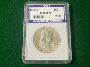 1963 D Silver Franklin Half Dollar - T5 - Picture 1 of 2