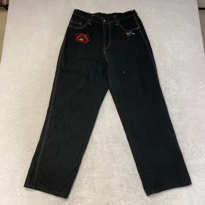 Черные мужские джинсы EVISU Genes с вышитым логотипом и карманами размер 34 - Изображение 1 из 4