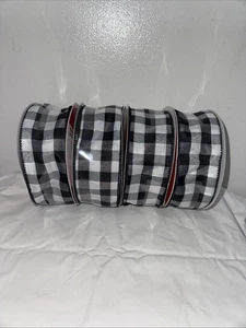 4- Jumbo Celebrate It Wired Gingham Plaid Ribbon Christmas Crafting 2.5” X 80' - Picture 1 of 6