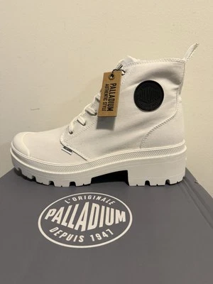 Botas blancas Palladium Pallabase Twill Star talla 11 para mujer nuevas en caja regreso a la escuela NUEVAS Foto 1 de 4