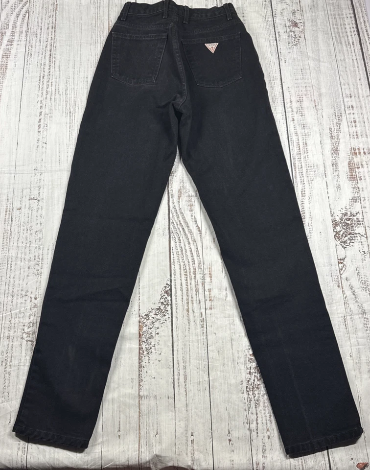 Jeans Guess Vintage Triángulo Logo Negro Tiro Alto Denim Para Mujer TALLA 24*X31 1/2* Foto 1 de 4