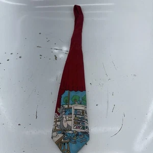 Vintage Tom & Jerry Cartoon Novelty Red Tie Multicolor Tom, Jerry, Nibbles/Tuffy - Picture 1 of 9
