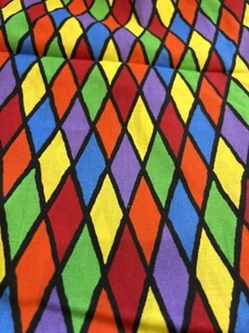 Colorful Harlequin Fabric Quilt Cotton 1 Y Rainbow Diamonds Grid F58 - Picture 1 of 4