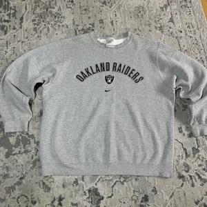 VTG Nike White Tag Oakland Raiders Crewneck Puff Print USA Made Mini Swoosh XL - Picture 1 of 9