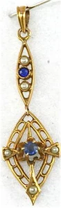 VIKTORIANISCHE ANTIKE 10K GOLD SAPHIRPERLE LAVALIERE - Bild 1 von 1