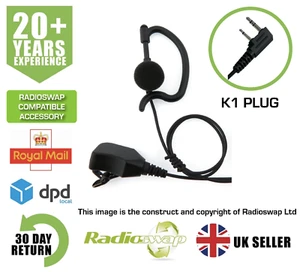 DELUXE G-SHAPE EARPIECE WITH MIC & PTT FITS HYT TC265, TC365 TC368 TWO WAY RADIO - Picture 1 of 8