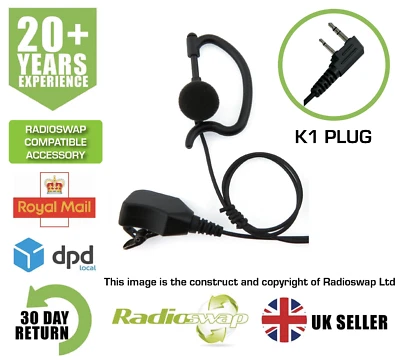 RADIOSWAP DELUXE G-SHAPE EARPIECE WITH MIC & PTT FITS RETEVIS TWO-PIN TWO WAY RADIO