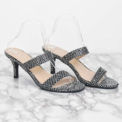 NUEVO SIN ETIQUETAS CL Sandalias de tacón de gatito de lavandería punta abierta puntos blancos y negros talla 8,5 Foto 1 de 4
