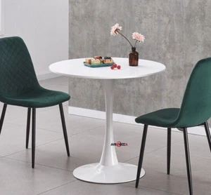 1x Dining Table Round White Metal Legs Tulip 80cm 4 Seat Cafe Home Kitchen - Picture 1 of 6