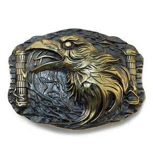 Belt buckle “Raven”, Crow belt buckle, Blackbird buckle; Bird on the buckle; - Picture 1 of 19