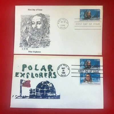First Day of Issue Elisha Kent Kane Vilhjalmur Stefansson Stamp Cache Envelope - Image 1 of 4