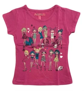 CHERRY STIX GIRLS TOP - PINK FASHION SZ 4 - SHIRT SHORT SLEEVE PRINTED KIDS - Picture 1 of 1