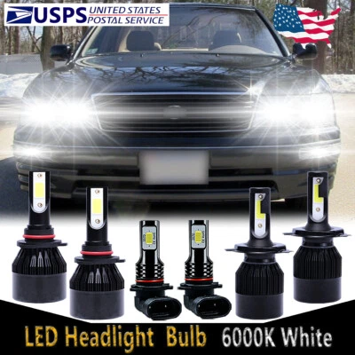 For Lexus LS400 1995-1997 - 6X LED Headlight Bulbs High Low Beam + Fog Light C9B - Image 1 of 4