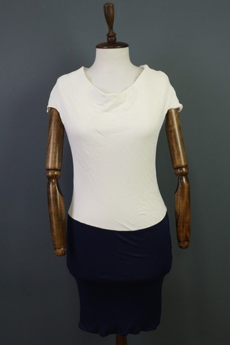 Abito bodycon al ginocchio BALENCIAGA PARIS bianco blu colorblock manica corta taglia 40