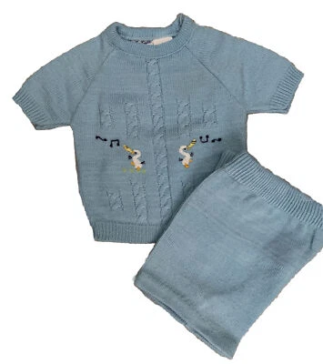 Винтажный маленький ангел оригинальный 12 Mo свитер вязаный верхний соответствующие шорты новый - Изображение 1 из 3