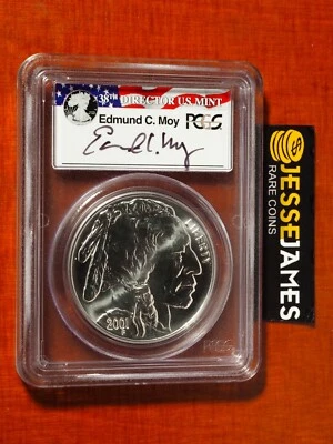 2001 D UNCIRCULATED SILVER BUFFALO COMMEMORATIVE DOLLAR PCGS MS69 EDMUND MOY SIG - Image 1 of 2