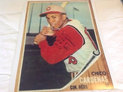 Leo Cardenas 8x10 Cincinnati Reds 1965 G. Glove Autograph Photo C2 - Image 1 of 2