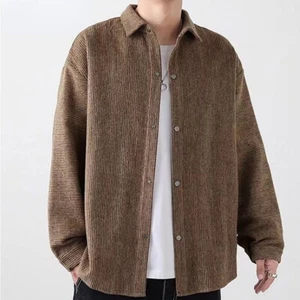 Herren Cord Jacke Mantel Top Oberbekleidung Baggy Freizeit Preppy Stil Studenten - Bild 1 von 18