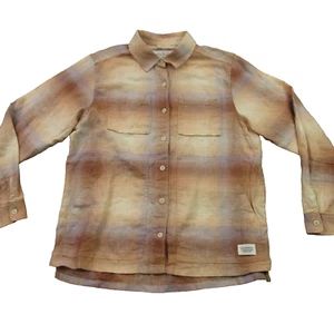 REI Shirt Womens Medium Long Sleeve Pockets Button Up Lightweight Beige - Picture 1 of 12